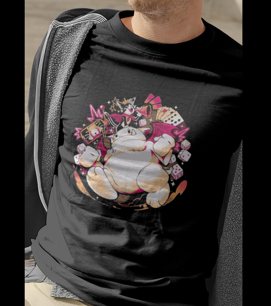Fortune Favors The Cait Pop Culture Magical Creature With Cards Dice And Mystical T-Shirt
