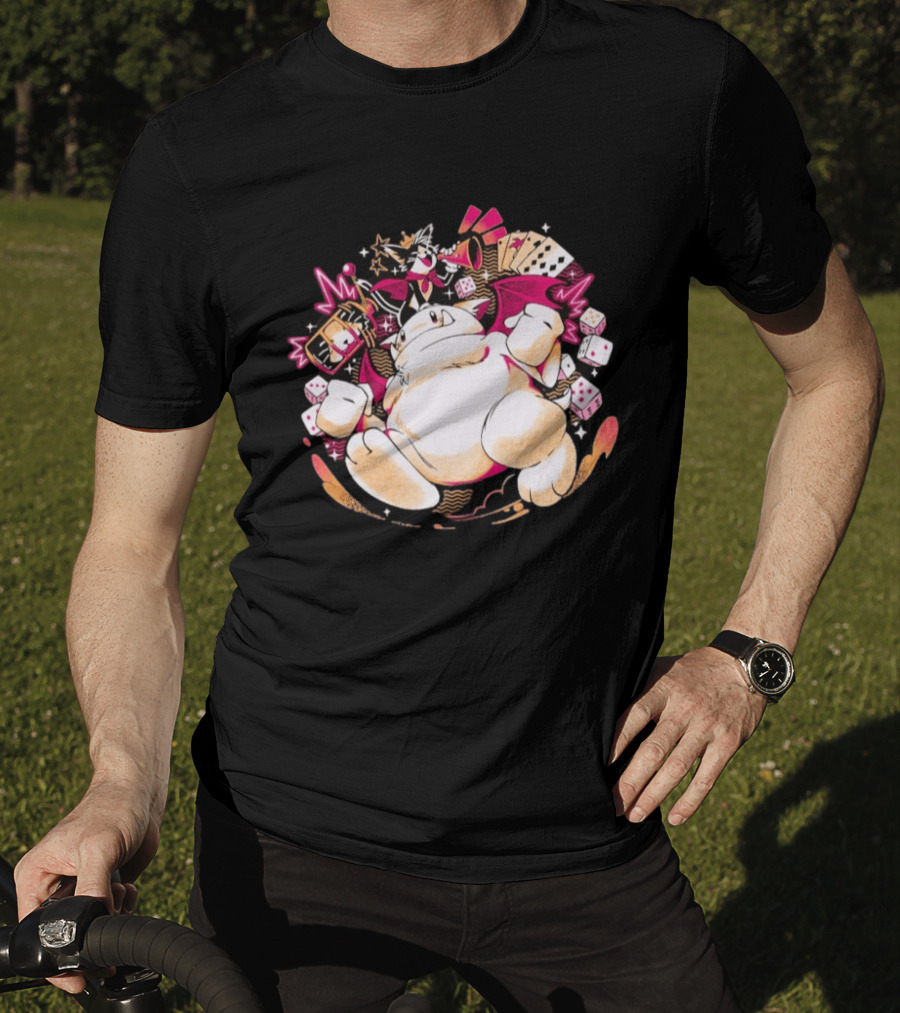 Fortune Favors The Cait Pop Culture Magical Creature With Cards Dice And Mystical T-Shirt