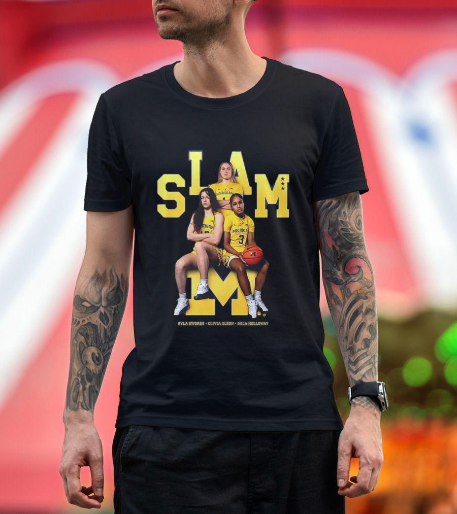 Mila Holloway Olivia Olson Syla Swords SLAM Michigan Wolverines Basketball T-Shirt