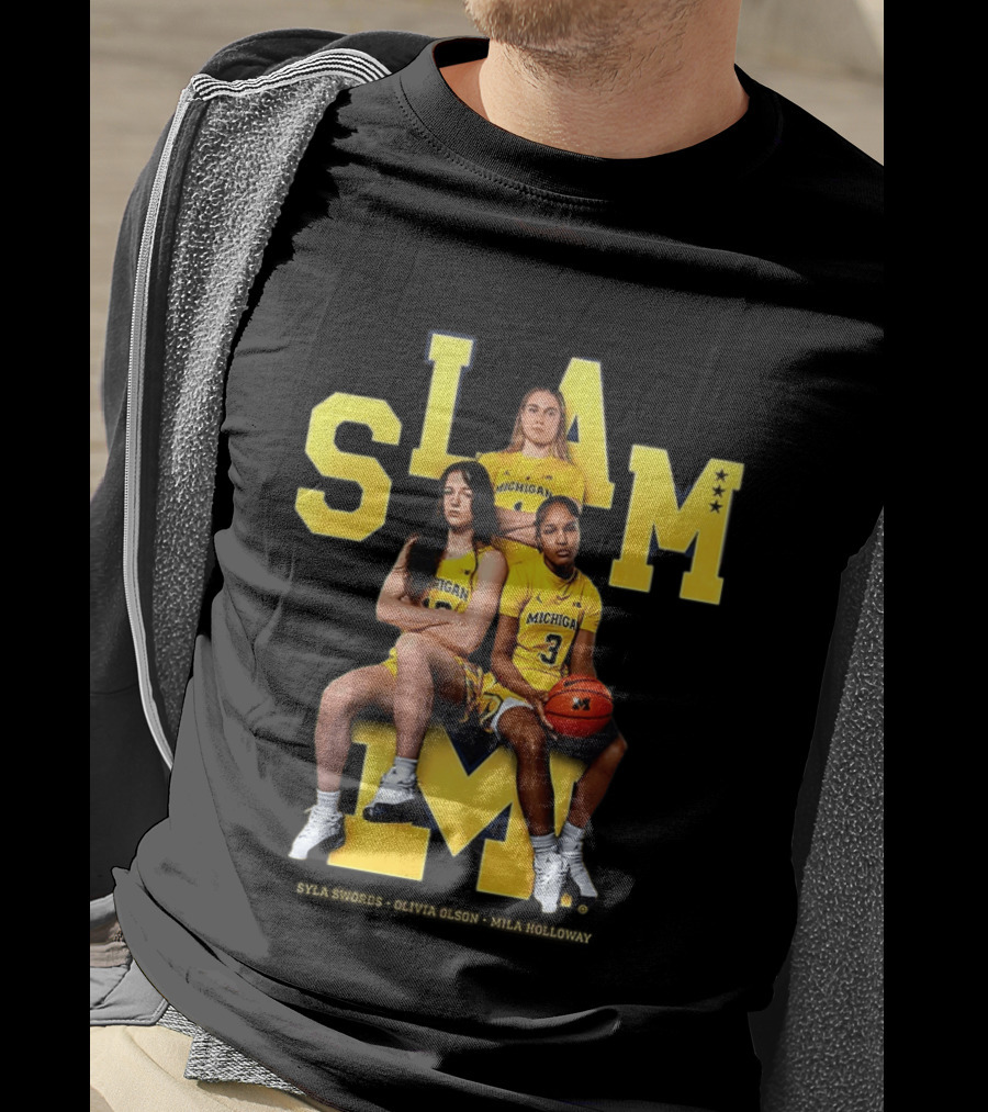 Mila Holloway Olivia Olson Syla Swords SLAM Michigan Wolverines Basketball T-Shirt