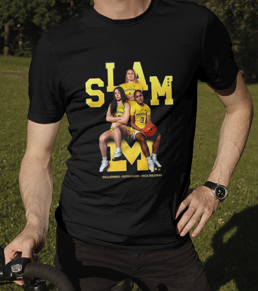 Mila Holloway Olivia Olson Syla Swords SLAM Michigan Wolverines Basketball T-Shirt