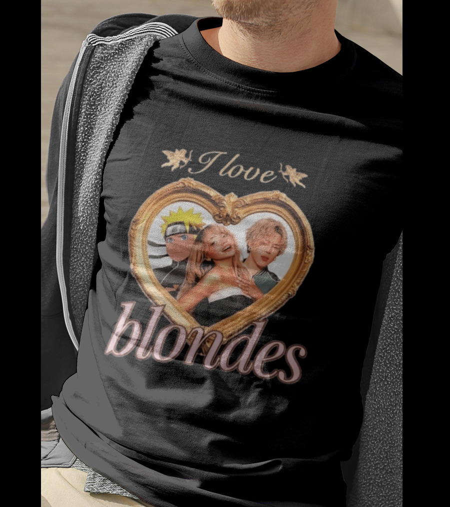 I Love Blondes Naruto Sabrina Carpenter Heart Frame T-Shirt