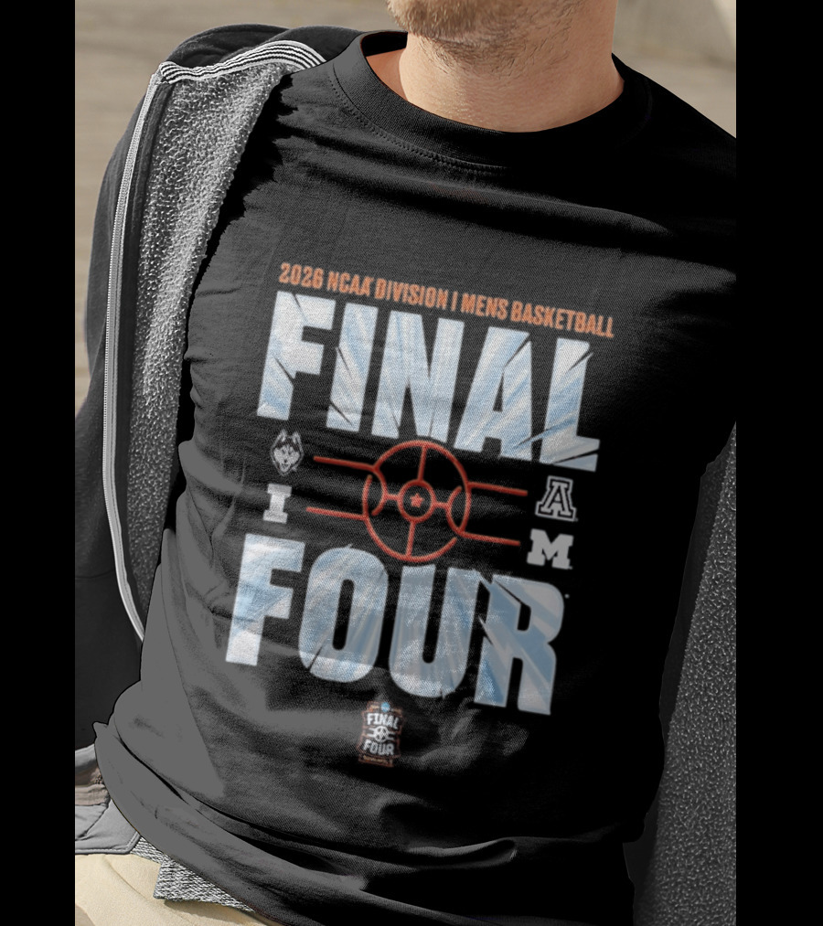 2026 NCAA Division I Men's Basketball Final Four With UConn Arizona And Michigan Logos T-Shirt