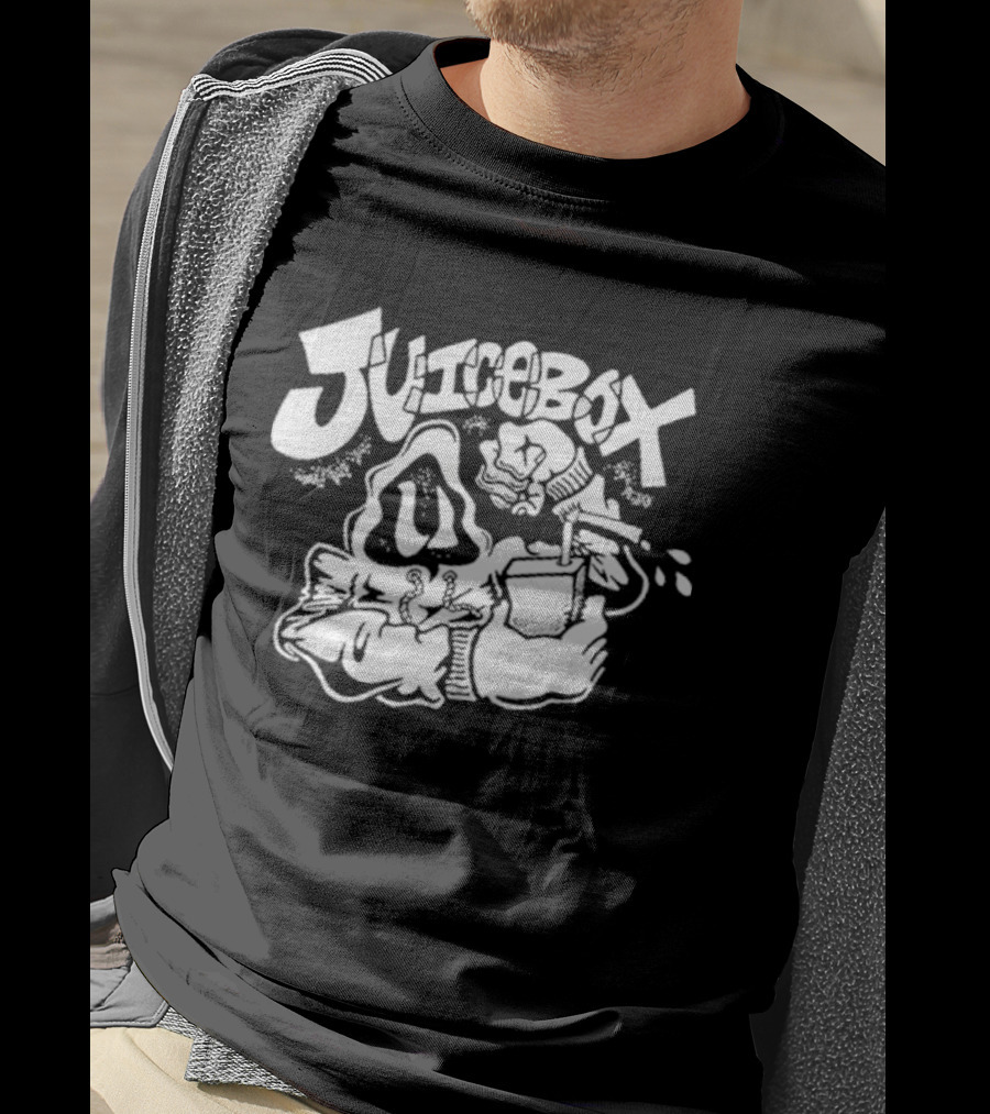 Juicebox Juice Crew Retro Cartoon Character With Drink And Fruit T-Shirt