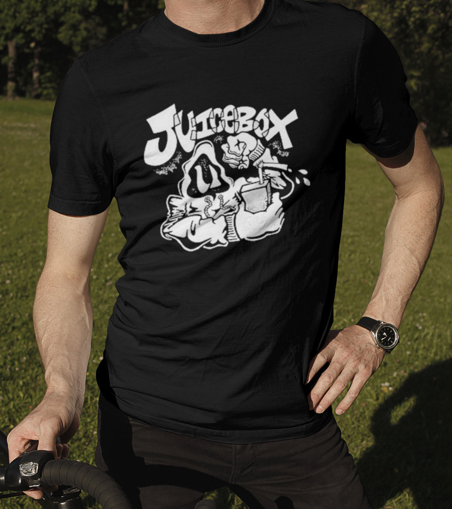 Juicebox Juice Crew Retro Cartoon Character With Drink And Fruit T-Shirt