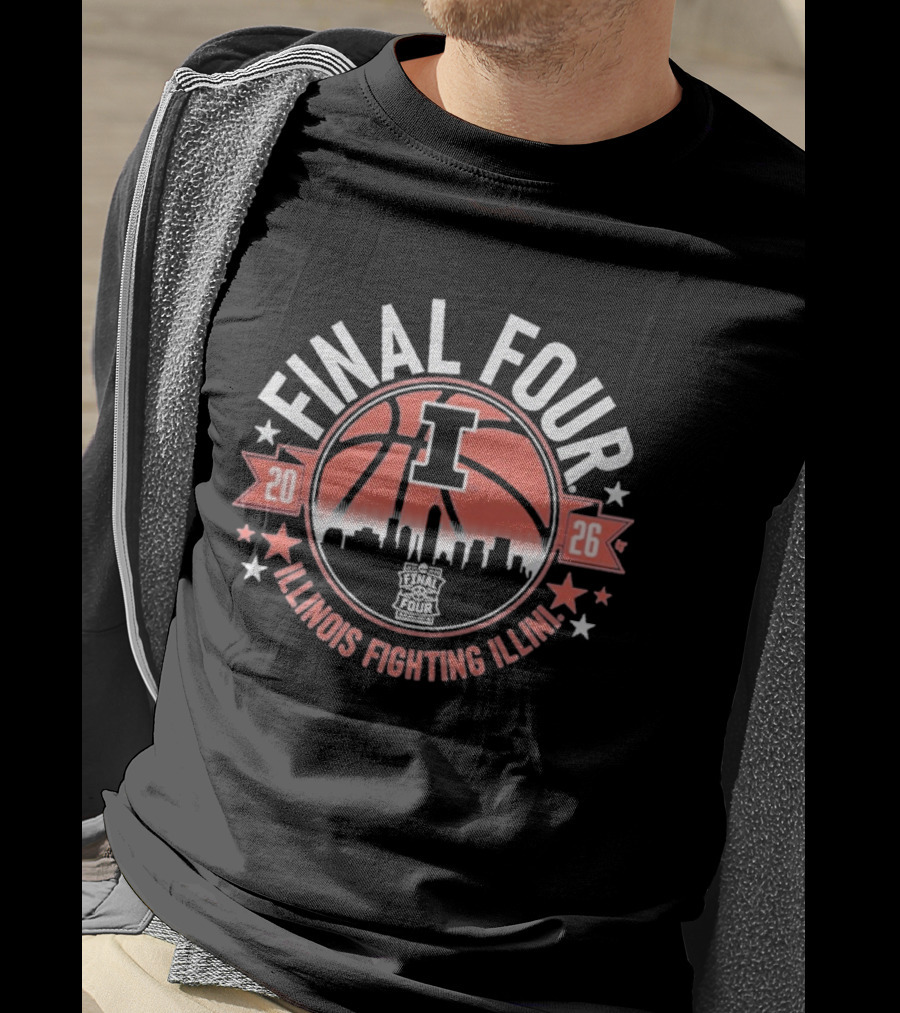 Final Four 2026 Illinois Fighting Illini Basketball Skyline T-Shirt