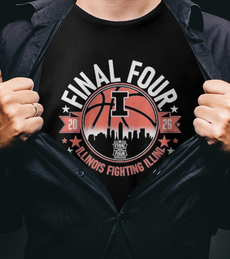 Final Four 2026 Illinois Fighting Illini Basketball Skyline T-Shirt
