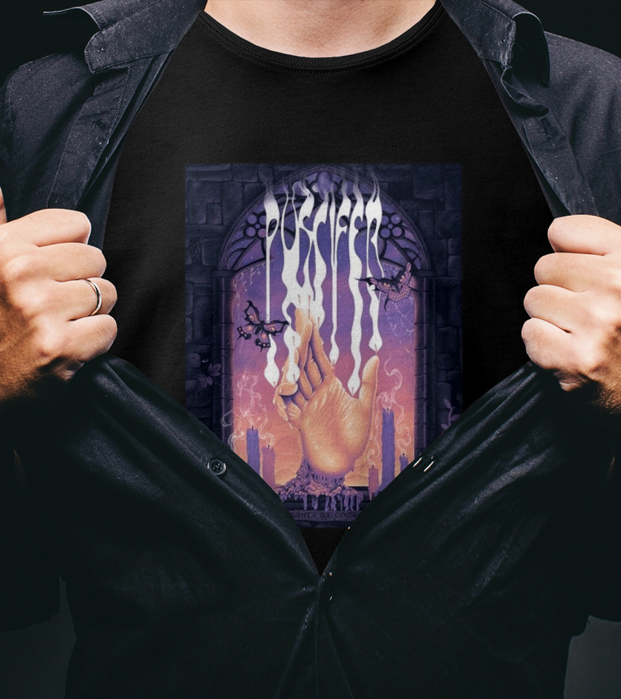 Puscifer Atlanta Georgia 2026 Concert With Hand Symbol And Butterflies At Coca Cola Roxy On March 28 2026 T-Shirt
