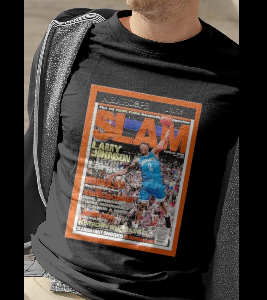 NBA Hoops Larry Johnson Livin Large Charlotte Hornets Slam Premier Issue 2021 22 Panini T-Shirt