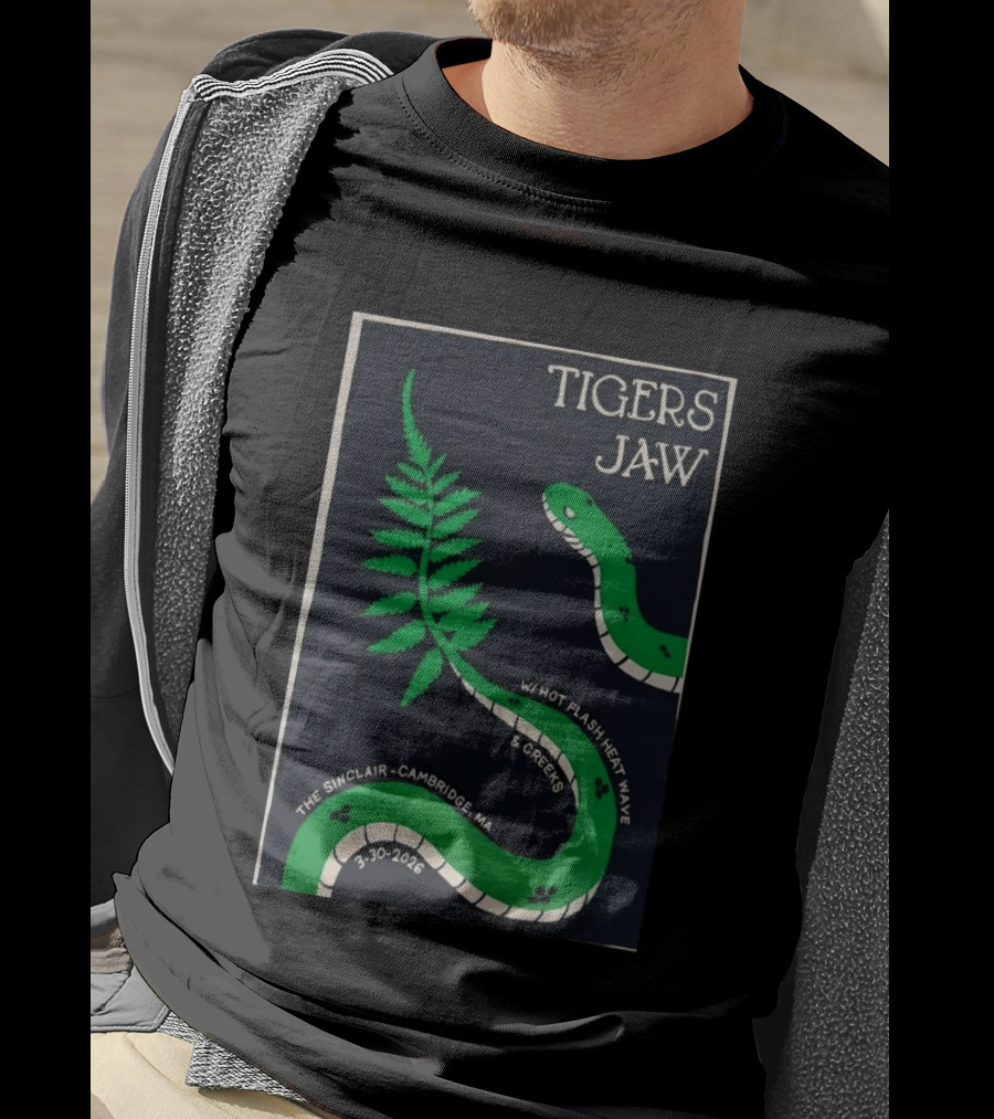 Tigers Jaw The Sinclair Cambridge MA March 30 2026 Snake Fern Hot Flash Heat Wave Creeks T-Shirt