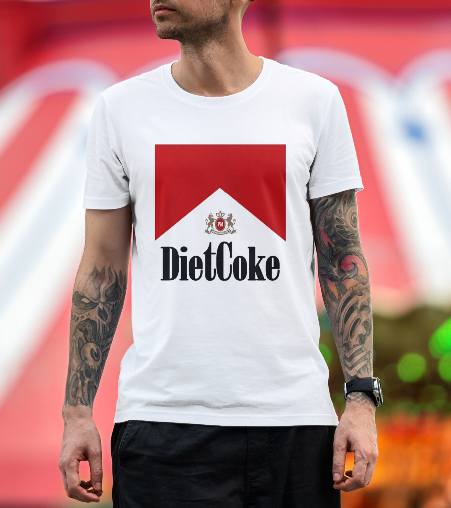 Diet Coke Marlboro Cigarettes Red V Shape PM Crest T-Shirt