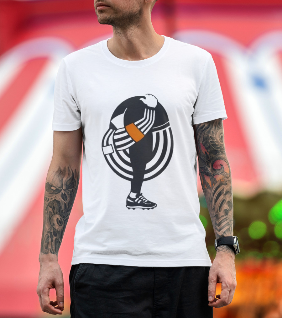 Kyle Dubas Referee Black And White Stripes With Orange Armband T-Shirt