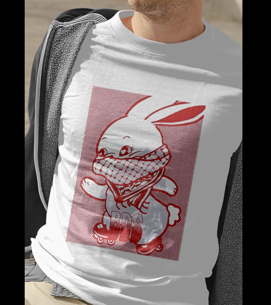 BDS Palestine Bunny With Keffiyeh And Roller Skates T-Shirt