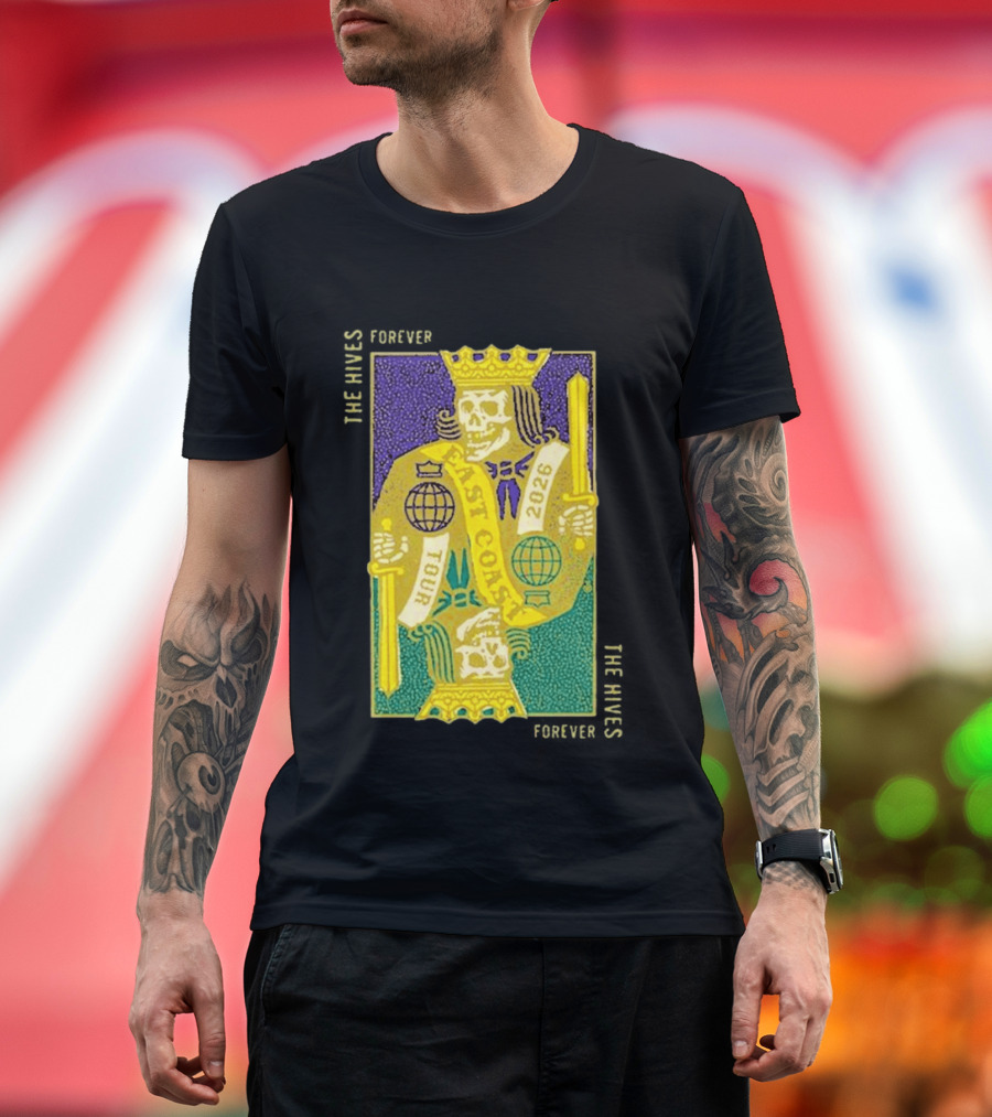 The Hives East Coast Tour 2026 Playing Cards Skeleton King T-Shirt