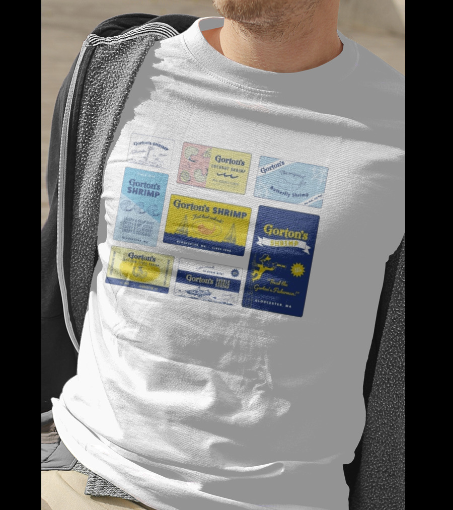 Gorton's Seafood Shrimp Box Collection Gloucester MA Vintage Packaging T-Shirt