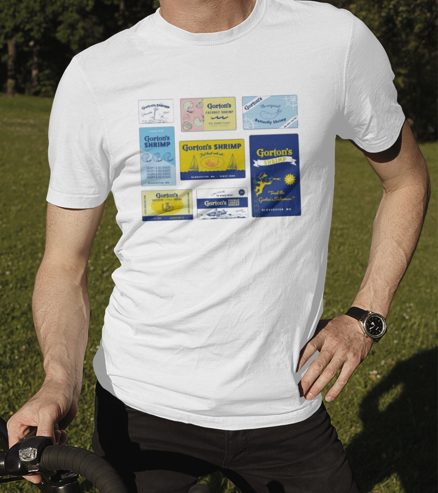 Gorton's Seafood Shrimp Box Collection Gloucester MA Vintage Packaging T-Shirt