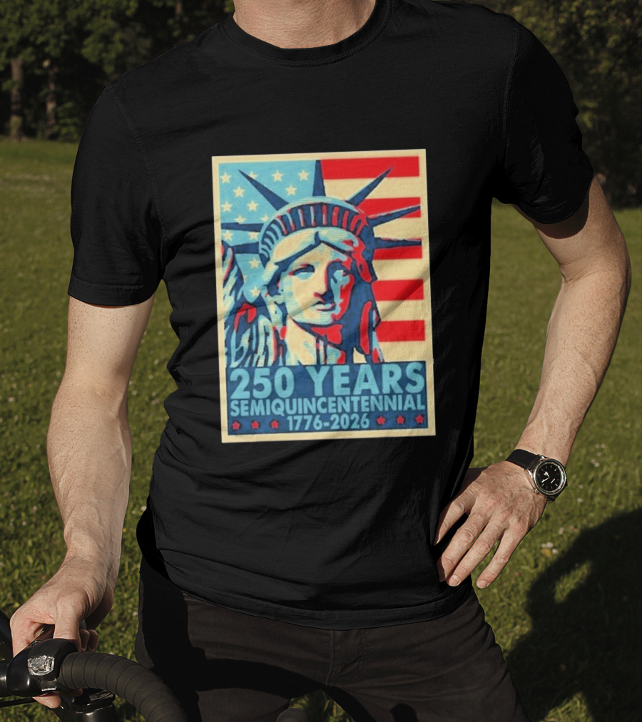 250 Years 1776 2026 Lady Liberty Semiquincentennial With American Flag T-Shirt