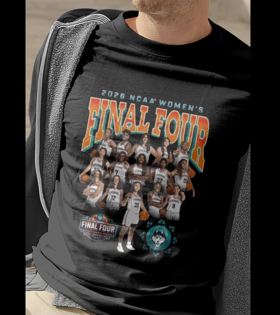 2026 NCAA Women's Final Four UConn Huskies Basketball Team T-Shirt