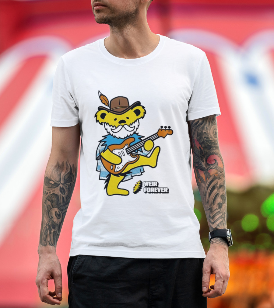 Weir Forever Blue Bear Playing Guitar T-Shirt