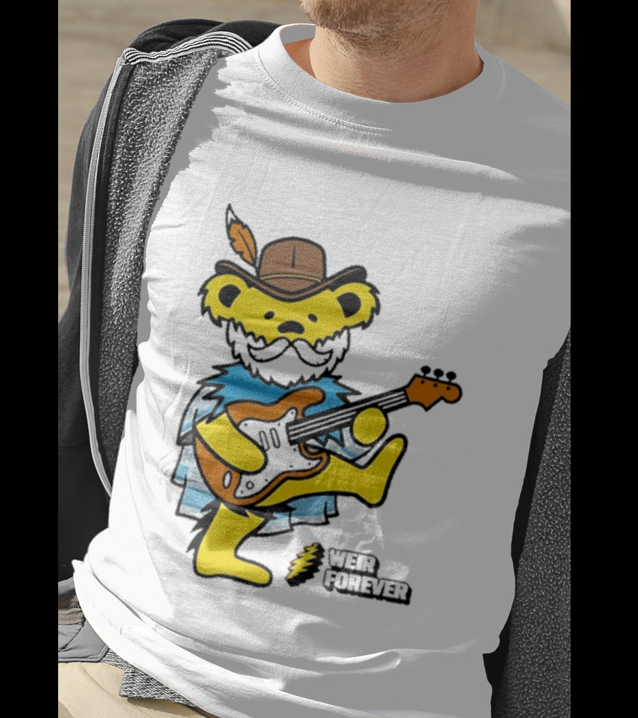Weir Forever Blue Bear Playing Guitar T-Shirt