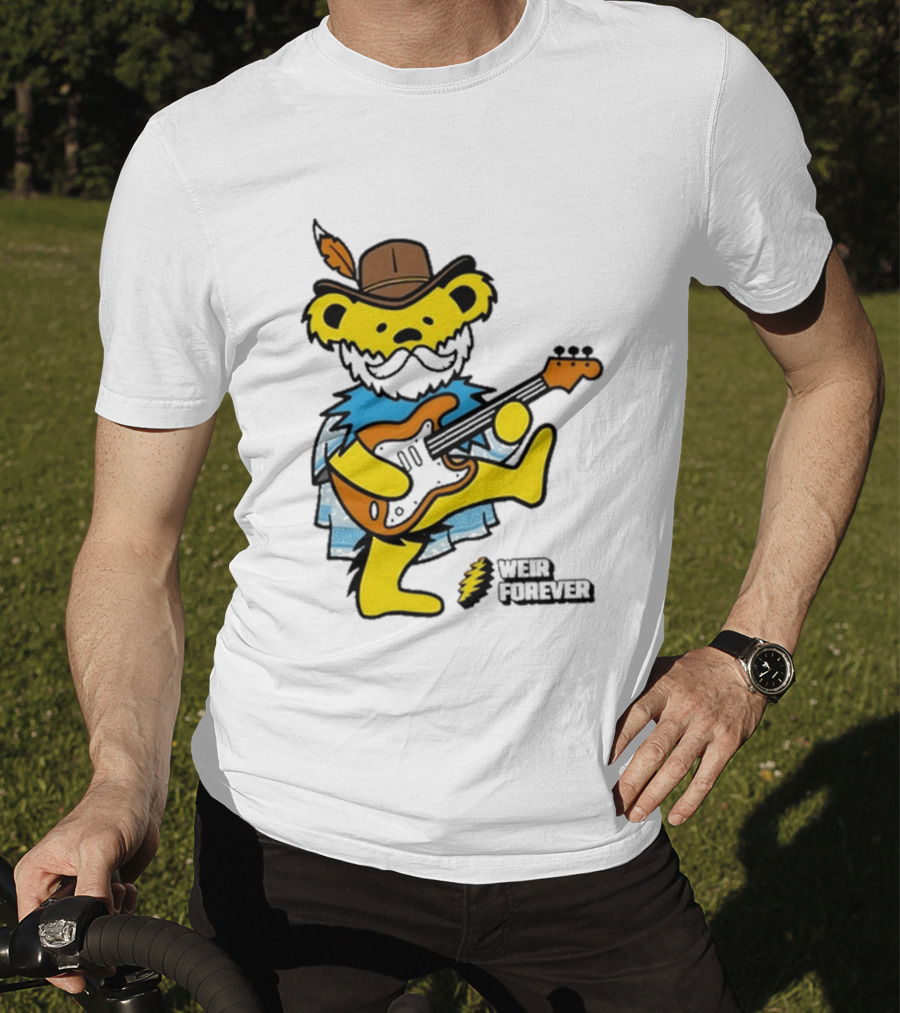 Weir Forever Blue Bear Playing Guitar T-Shirt