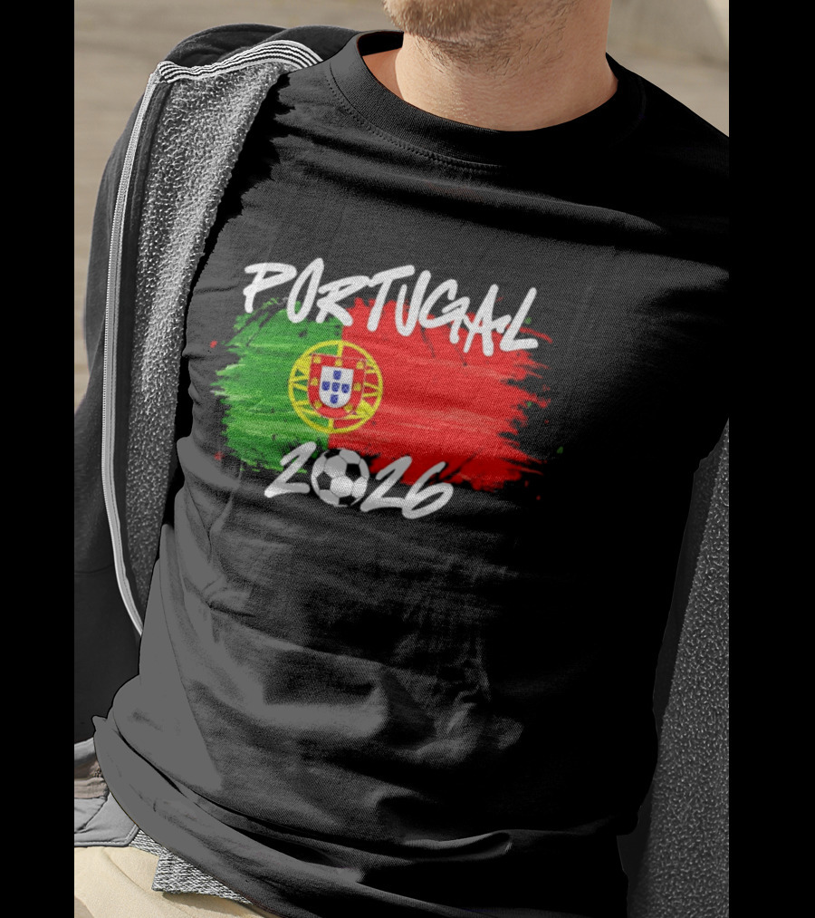 Portugal 2026 Flag With Soccer Ball Paintbrush T-Shirt