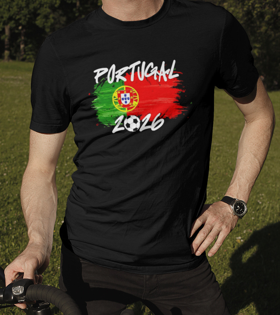 Portugal 2026 Flag With Soccer Ball Paintbrush T-Shirt