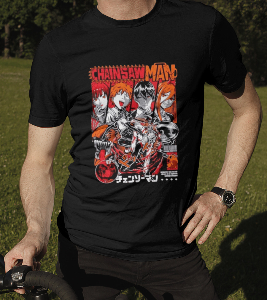 Chainsaw Man Manga Characters Reze Denji Power Aki Hayakawa Manga Cover T-Shirt