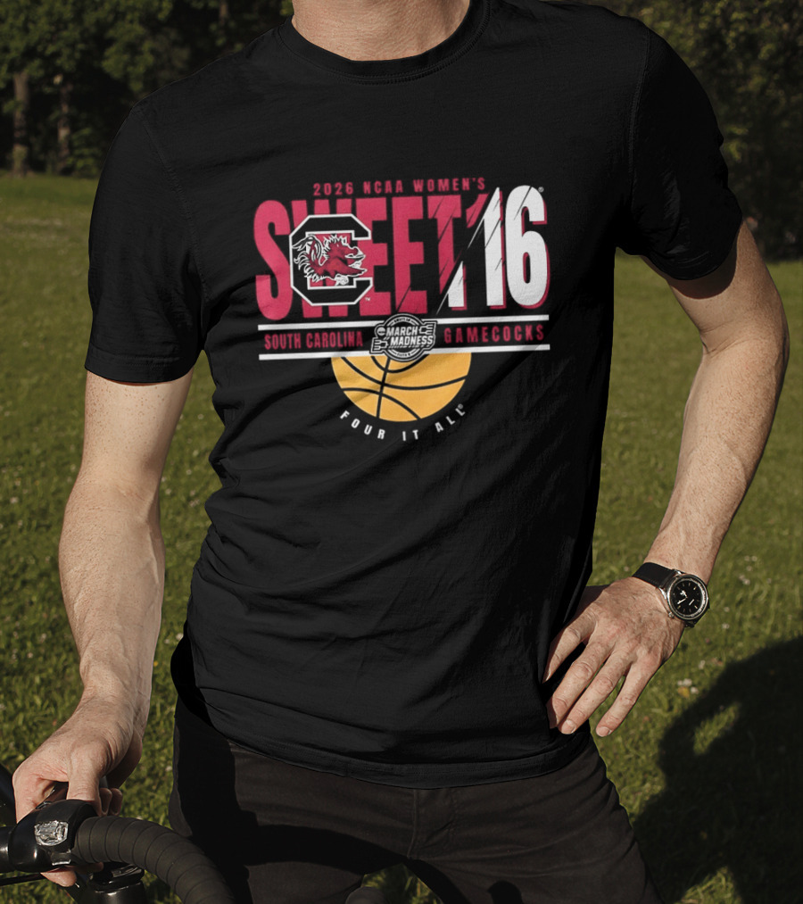 South Carolina Gamecocks NCAA Women's Basketball 2026 Sweet 16 Four It All Basketball T-Shirt