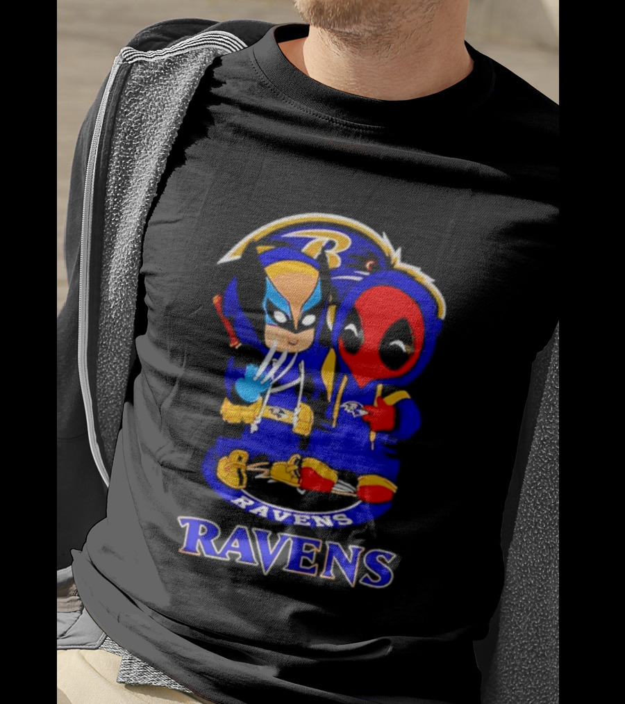 Baltimore Ravens Marvel Wolverine Deadpool True Friends Fan Gear T-Shirt