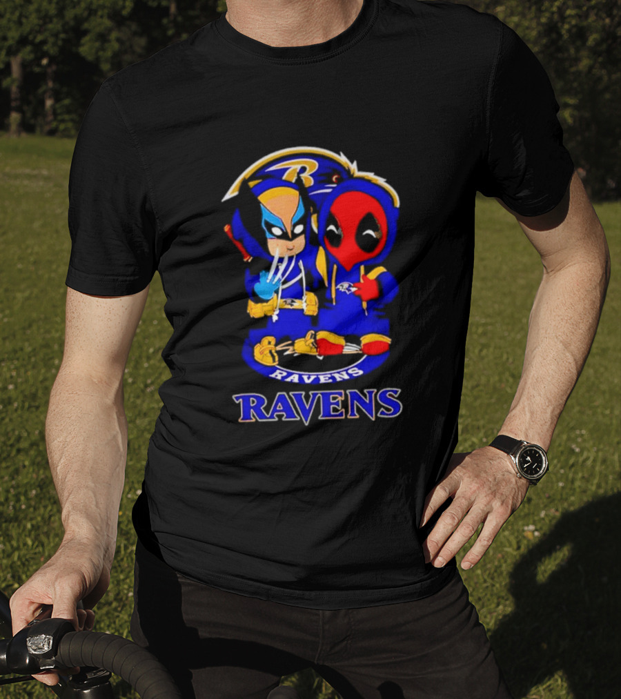 Baltimore Ravens Marvel Wolverine Deadpool True Friends Fan Gear T-Shirt