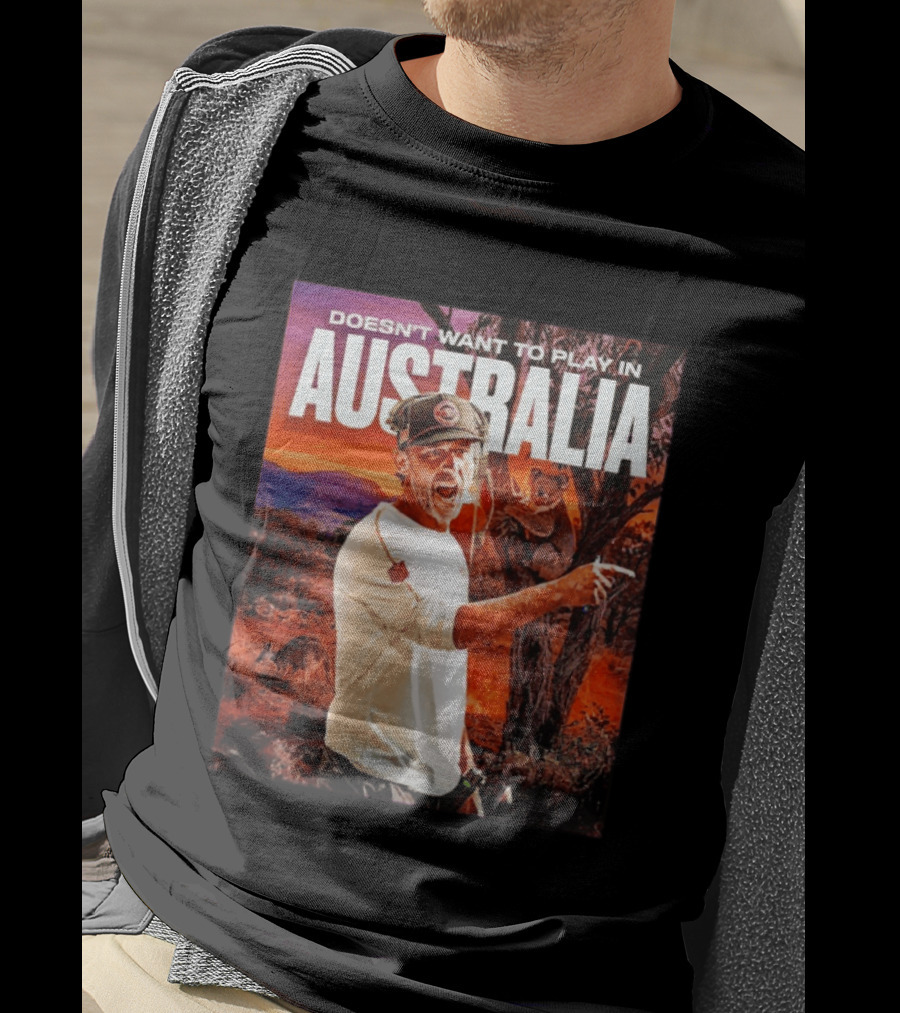 Doesn't Want To Play In Australia Kyle Shanahan San Francisco 49ers Coaching Kangaroos Koalas Scene T-Shirt