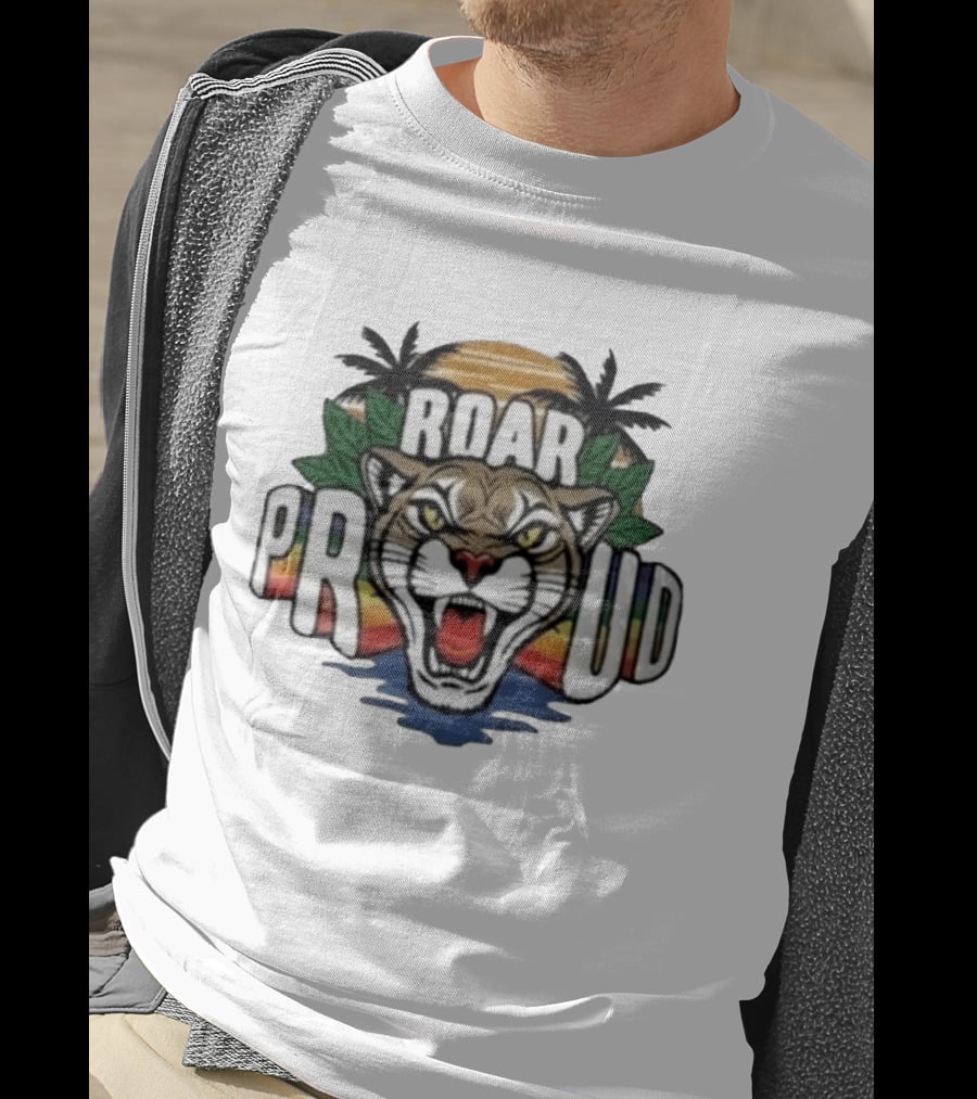 2026 Florida Panthers Roar Proud Pride Night Palm Trees Sunset T-Shirt