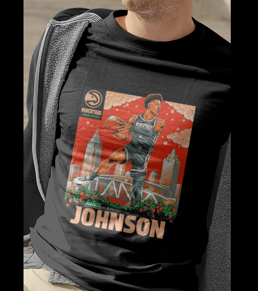 Atlanta Hawks Jalen Johnson Peachtree Skyline Basketball T-Shirt