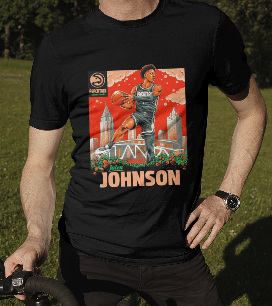 Atlanta Hawks Jalen Johnson Peachtree Skyline Basketball T-Shirt