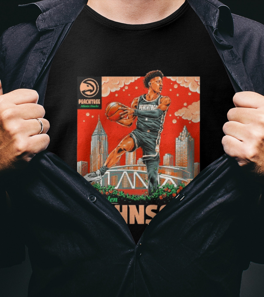 Atlanta Hawks Jalen Johnson Peachtree Skyline Basketball T-Shirt