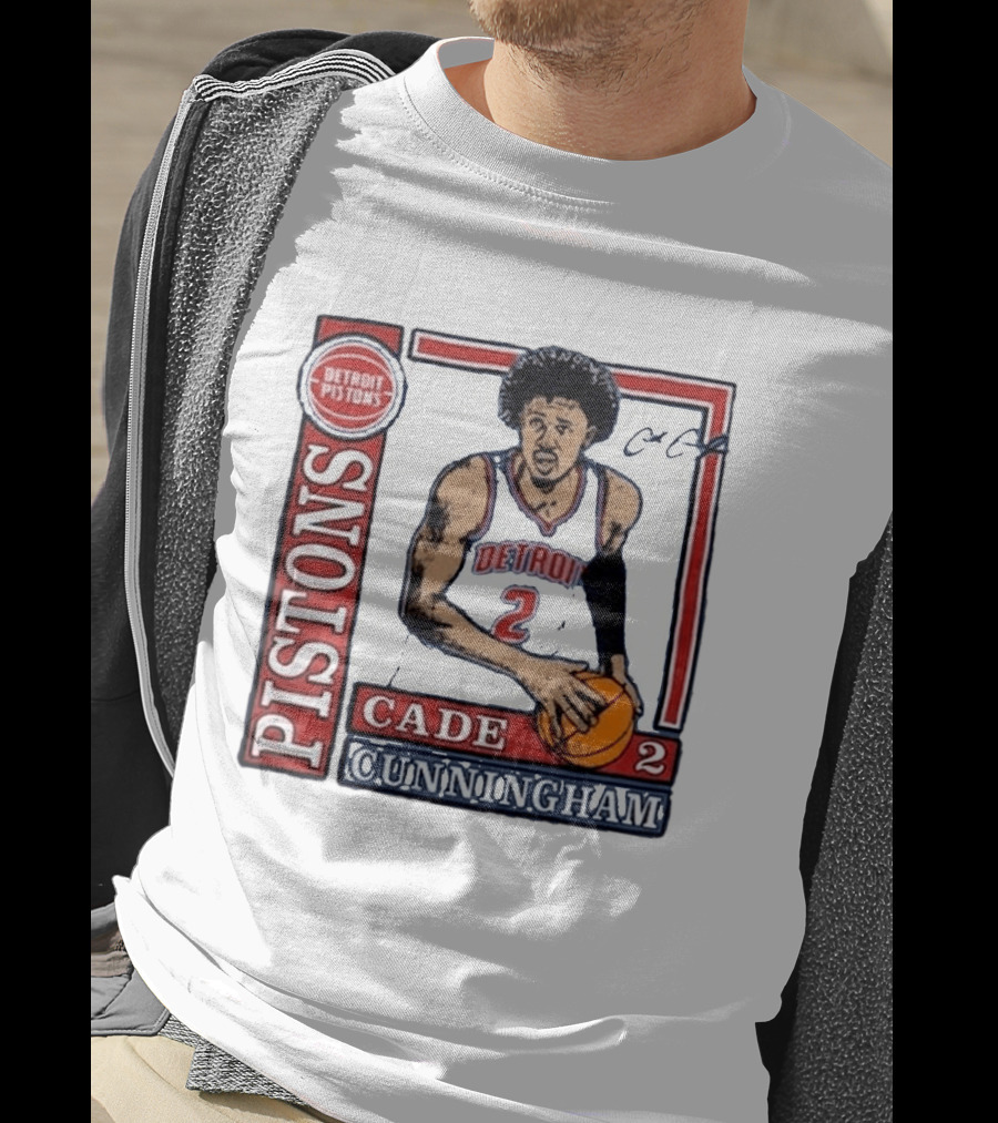 Detroit Pistons Cade Cunningham Basketball Number 2 T-Shirt