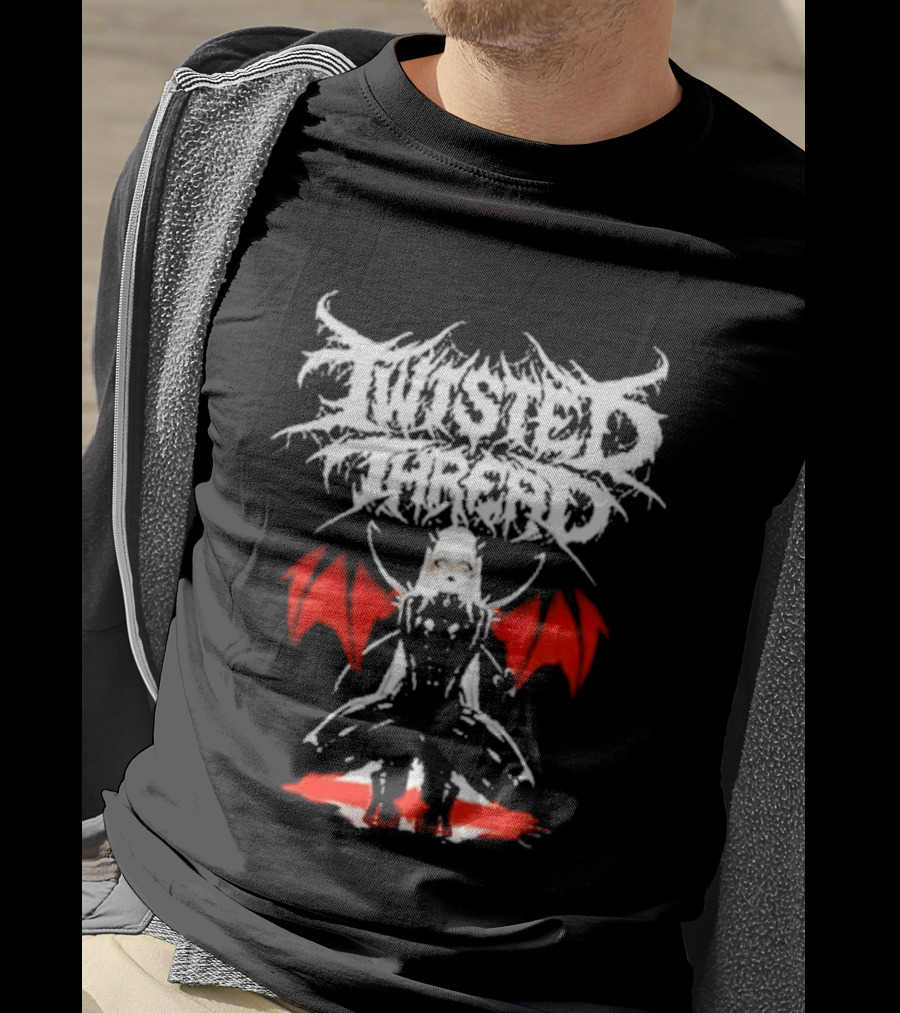 Twisted Thread Dark Angel Red Wings White T-Shirt