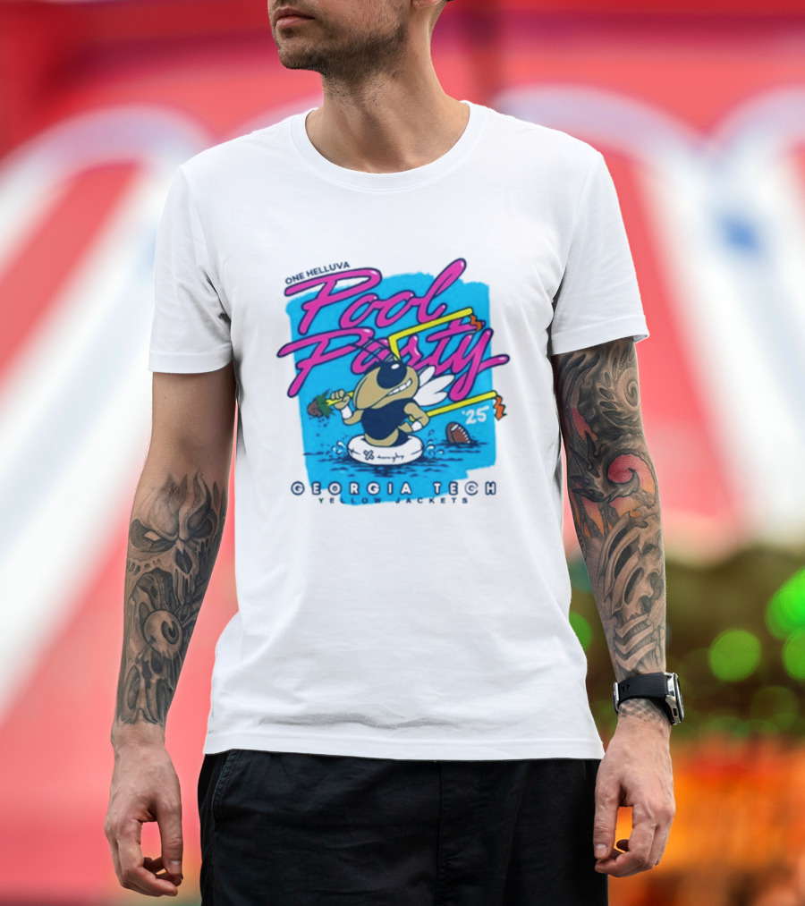 Georgia Tech Yellow Jackets Pool Party Buzz Drinking Summer Vibes T-Shirt
