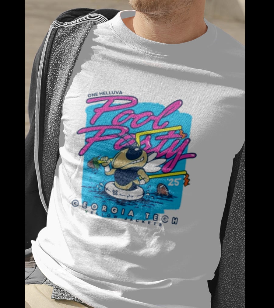 Georgia Tech Yellow Jackets Pool Party Buzz Drinking Summer Vibes T-Shirt