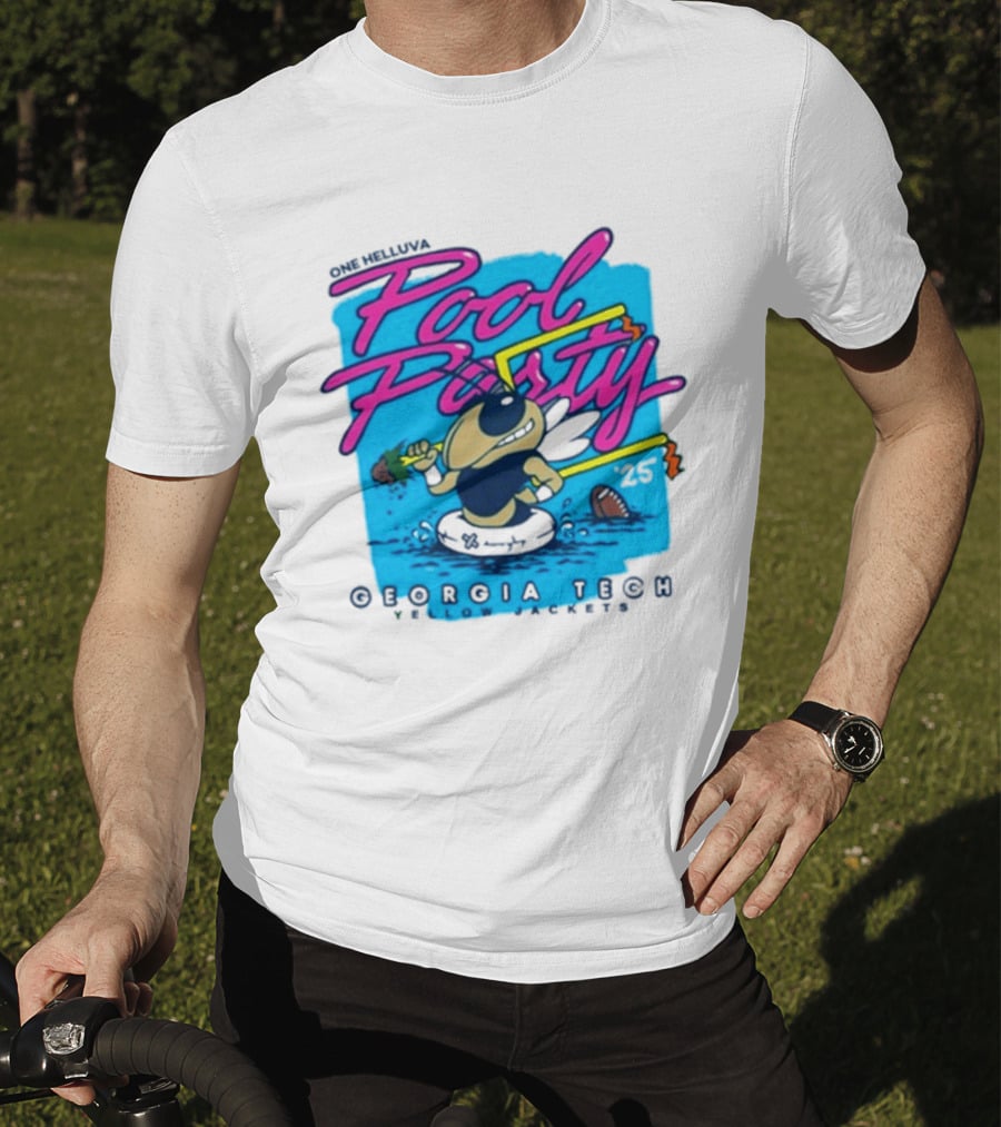 Georgia Tech Yellow Jackets Pool Party Buzz Drinking Summer Vibes T-Shirt