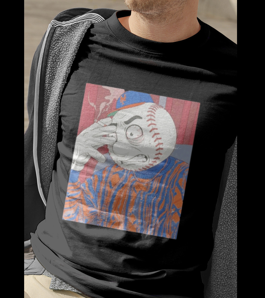 Mr. Met Stressed Smoking New York Mets Baseball Fan T-Shirt