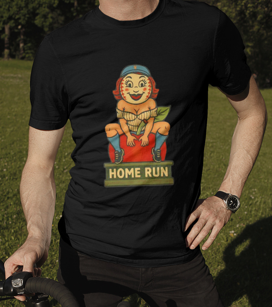 Mrs Met Home Run New York Mets Vintage Baseball Pin Up T-Shirt