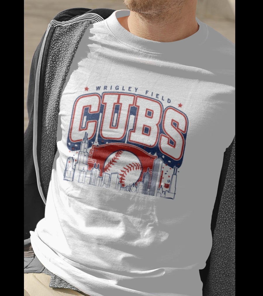 Wrigley Field Cubs Skyline Baseball Chicago T-Shirt