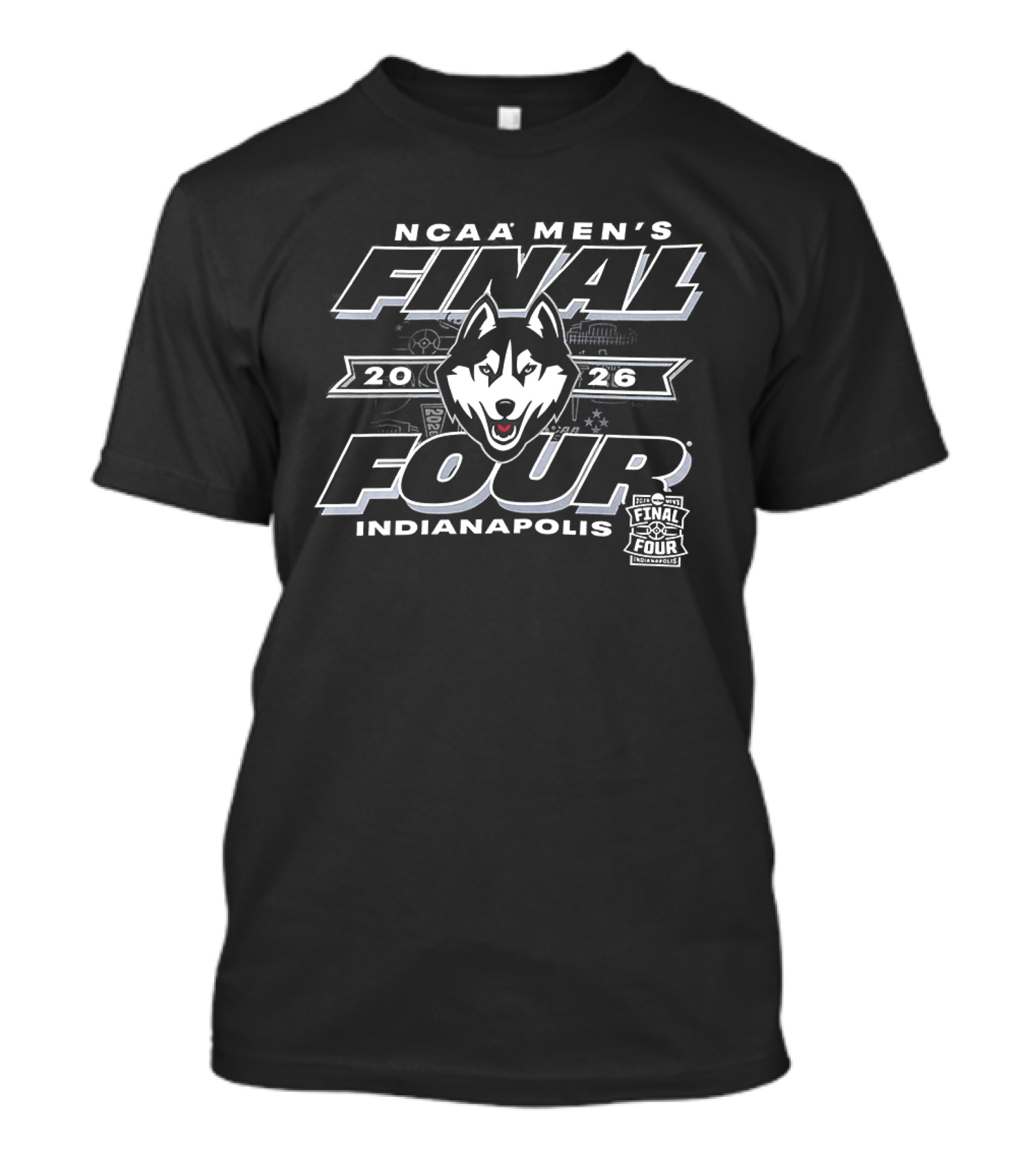 NCAA Men's Final Four UConn Huskies 2026 Indianapolis Basketball T-Shirt