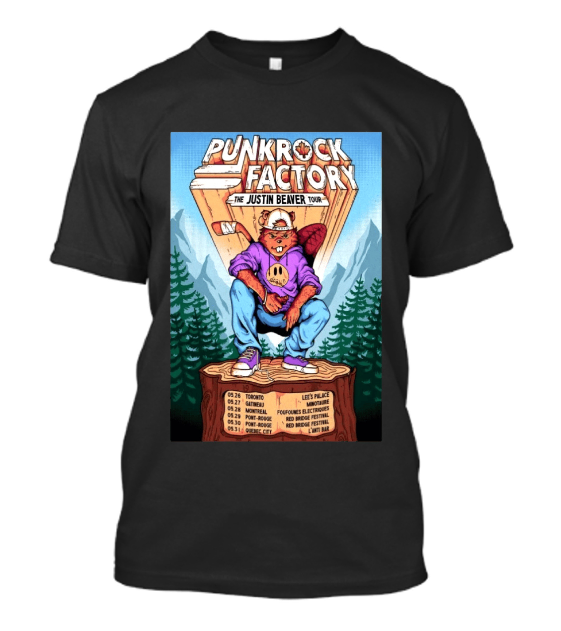 Punk Rock Factory Justin Beaver Tour 2026 Dates And Locations T-Shirt