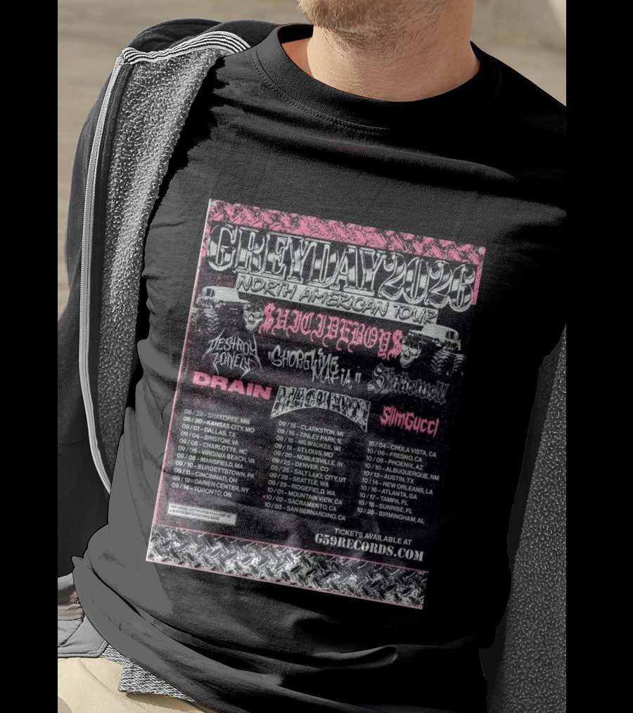 Grey Day 2026 North American Tour Suicide Boys, Destroy Lonely, Ghostemane, Drain, Slim Gucci With Schedule T-Shirt