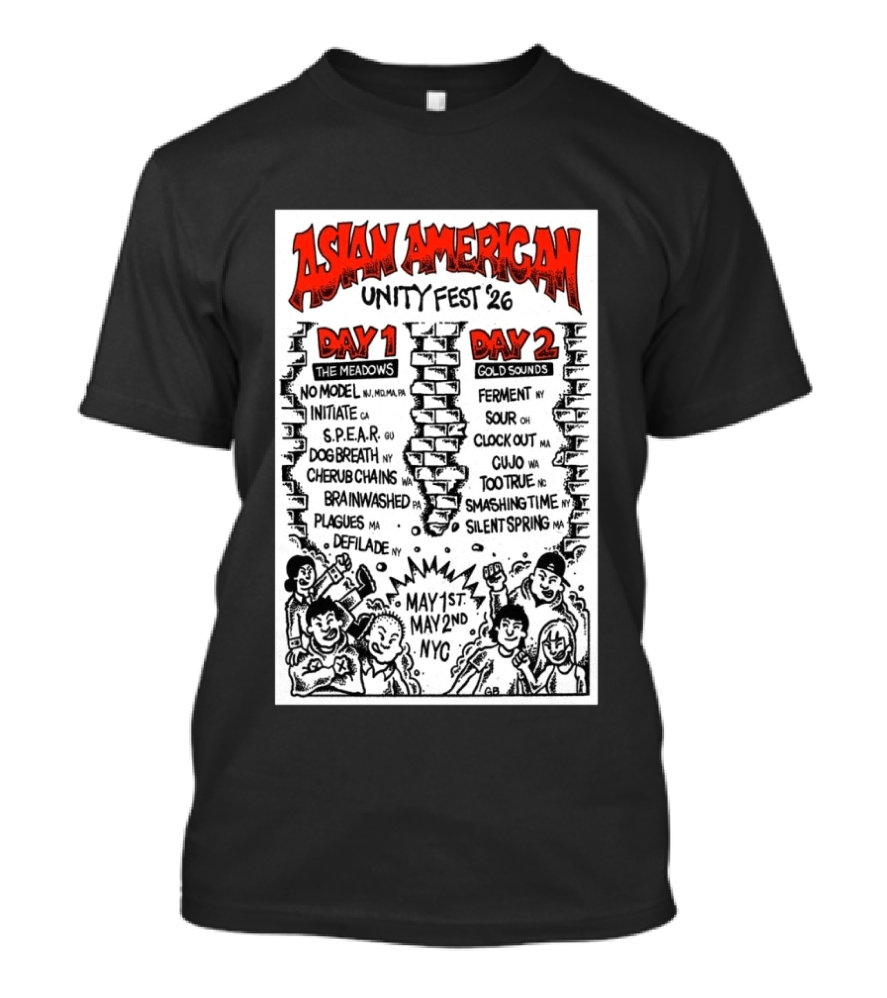 Asian American Unity Fest 2026 NYC May 1st 2nd The Meadows Gold Sounds Music Lineup T-Shirt