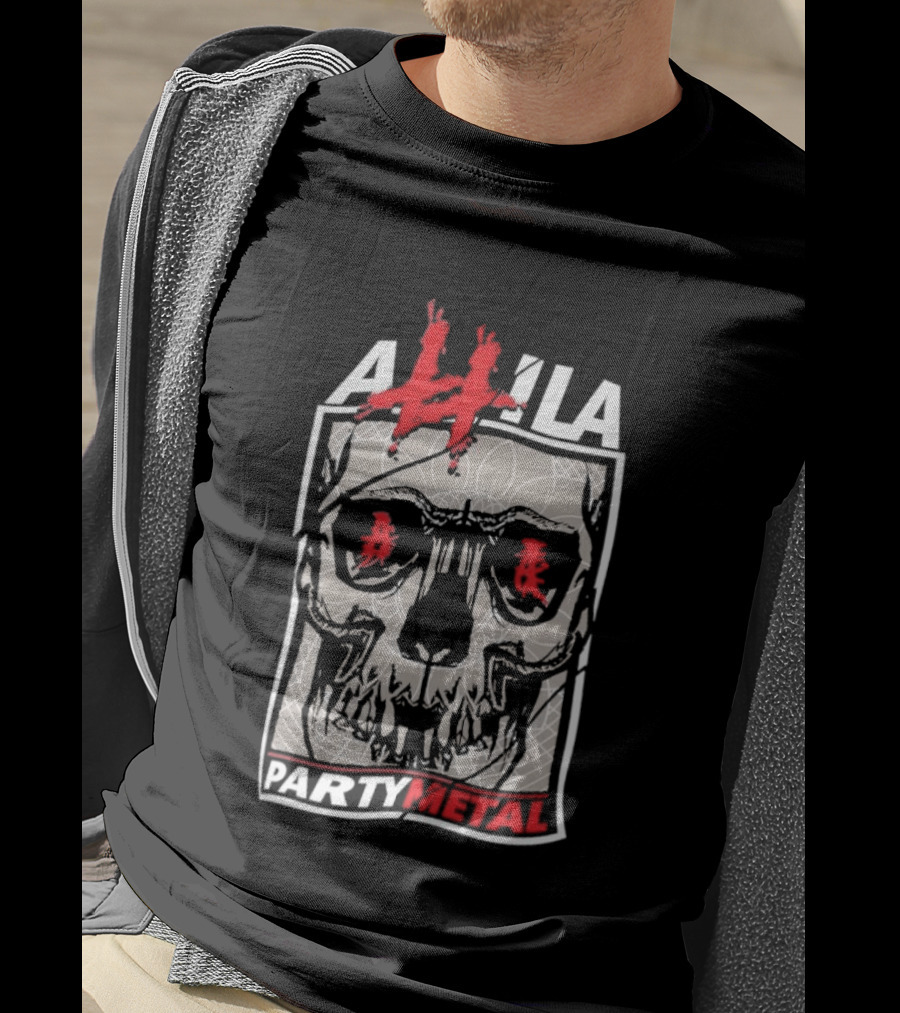 Attila Skull Party Metal Graphic With Red Accents T-Shirt