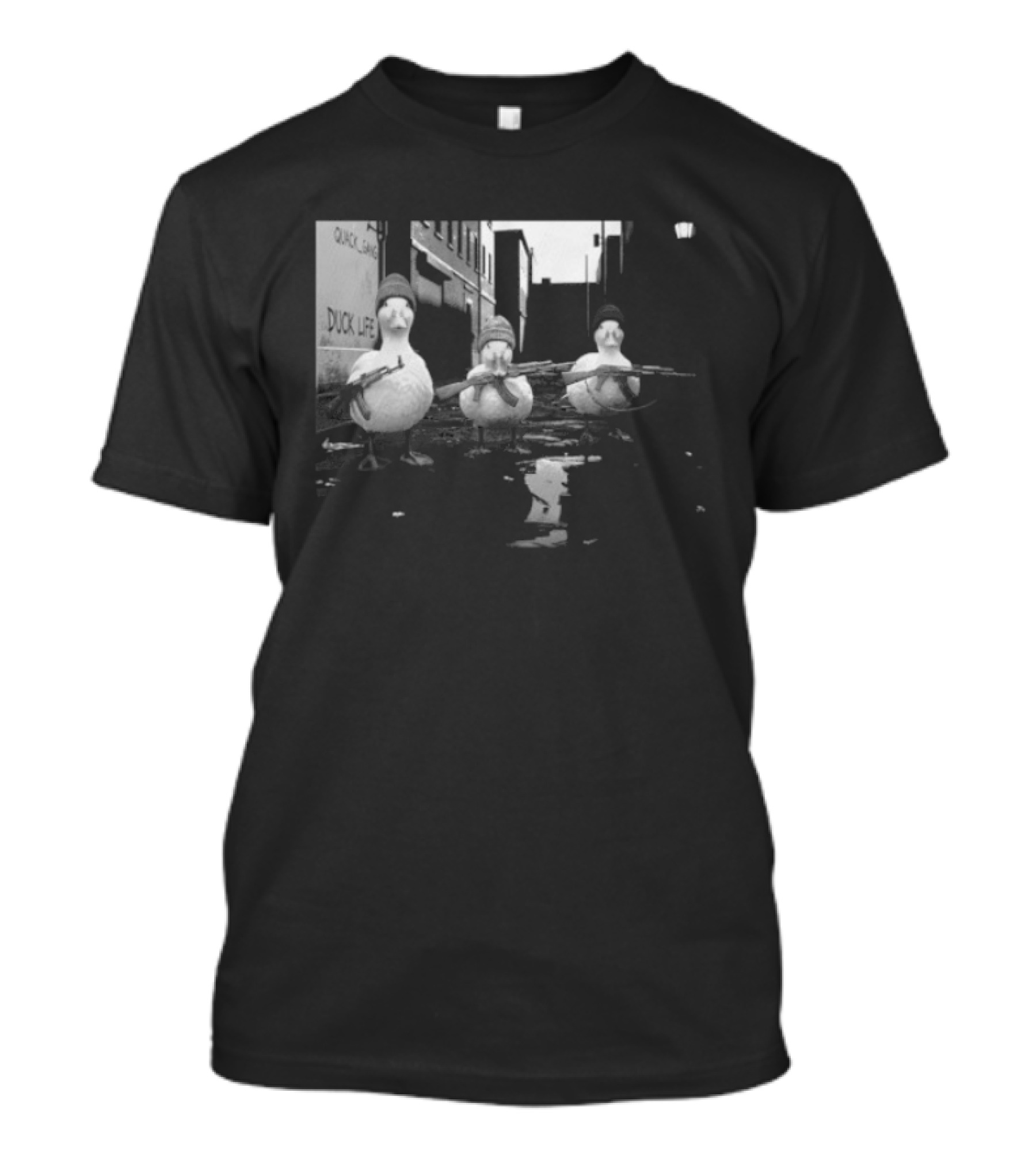 Quack Gang Duck Life Street Scene With Armed Ducks T-Shirt